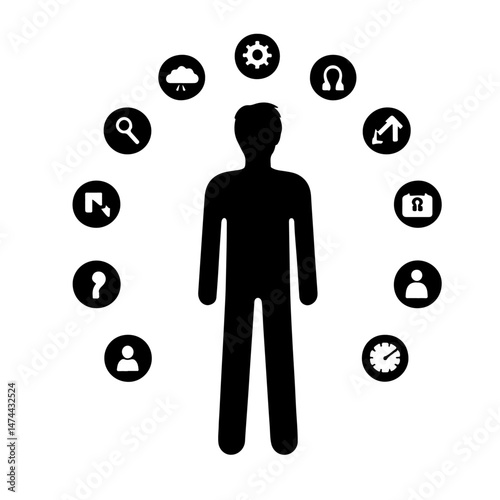Waving Person Silhouette for Greeting and Communication Design