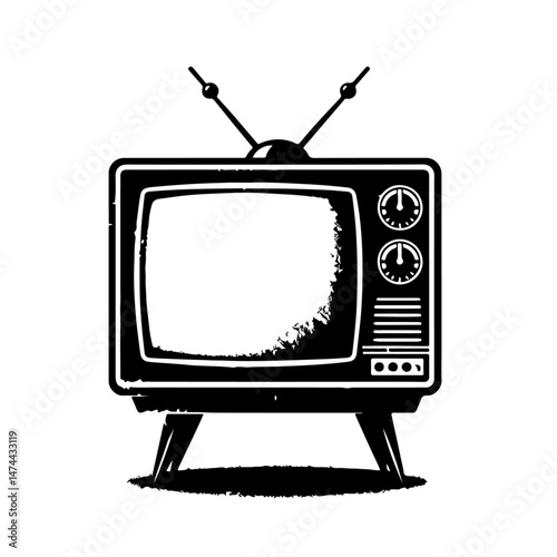 Vintage TV Silhouette with Antennas