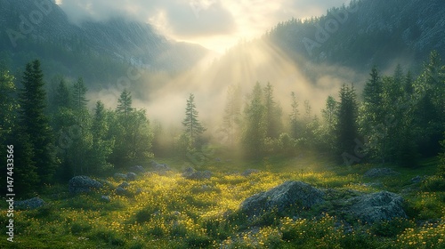 misty morning in the mountains