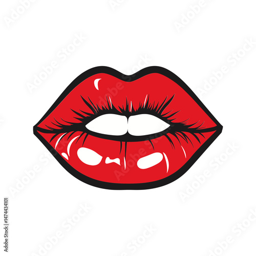 Sensual Red Lips: A vibrant, stylized image showcases a pair of full, glossy red lips, the epitome of beauty and allure. Capturing the essence of sensuality and cosmetic elegance.