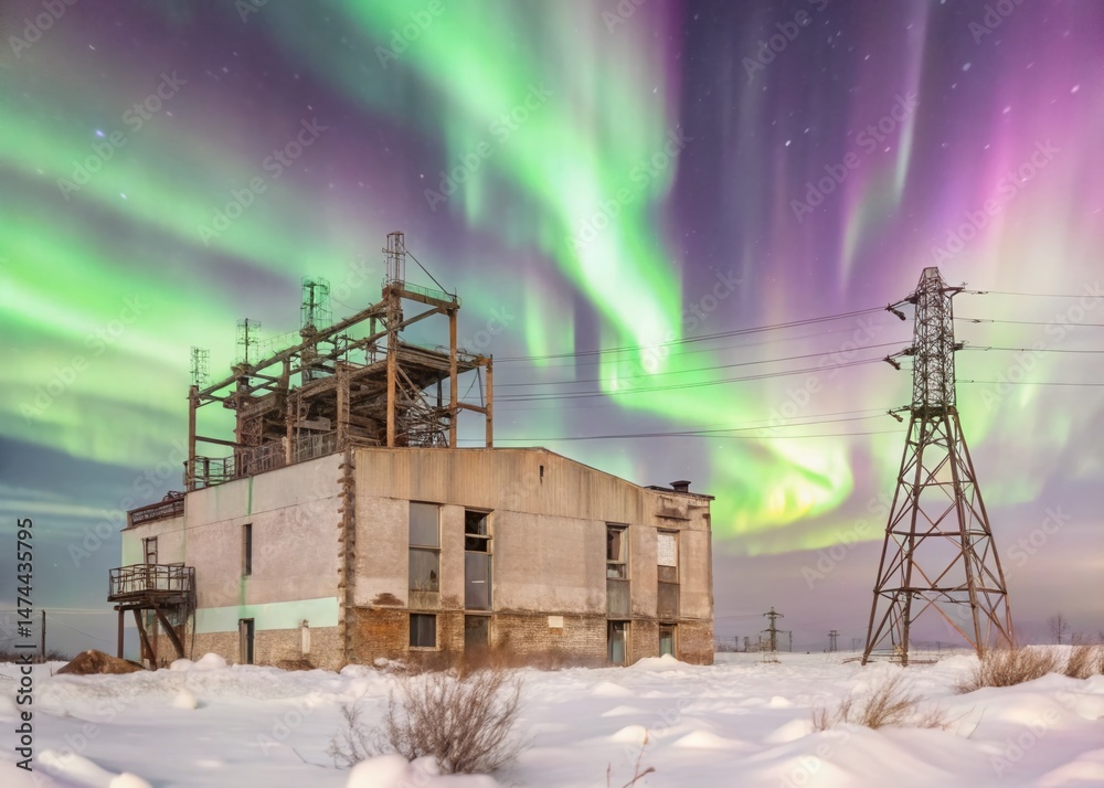 © Man888 - Abandoned Power Station, Aurora Borealis, Geomagnetic Storm, Night Photography © Man888 - Abandoned Power Station, Aurora Borealis, Geomagnetic Storm, Night Photography