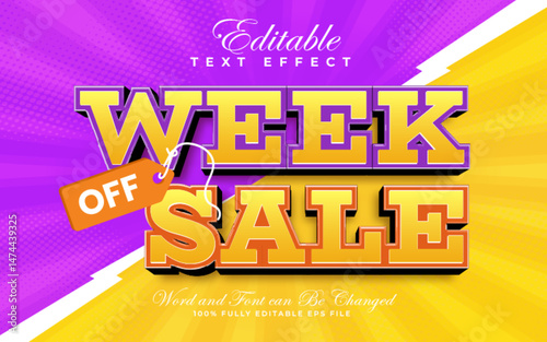 Week Sale 3D editable text effect style