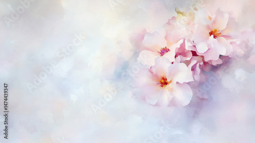 Soft-focus pastel flowers with delicate hues, suitable for background