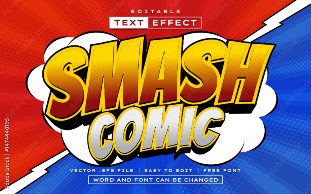 Smash Comic 3D editable comic text effect style