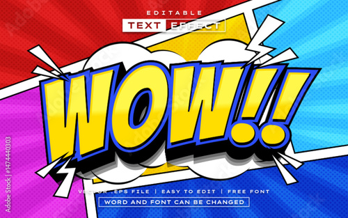 Wow 3D editable comic text effect style