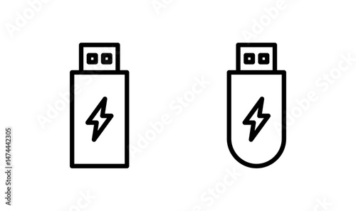 Usb icon logo design. Flash disk sign and symbol. flash drive sign. usb charging