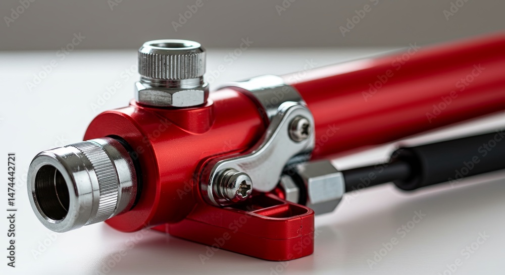Naklejka premium A red tool with a silver cap on it