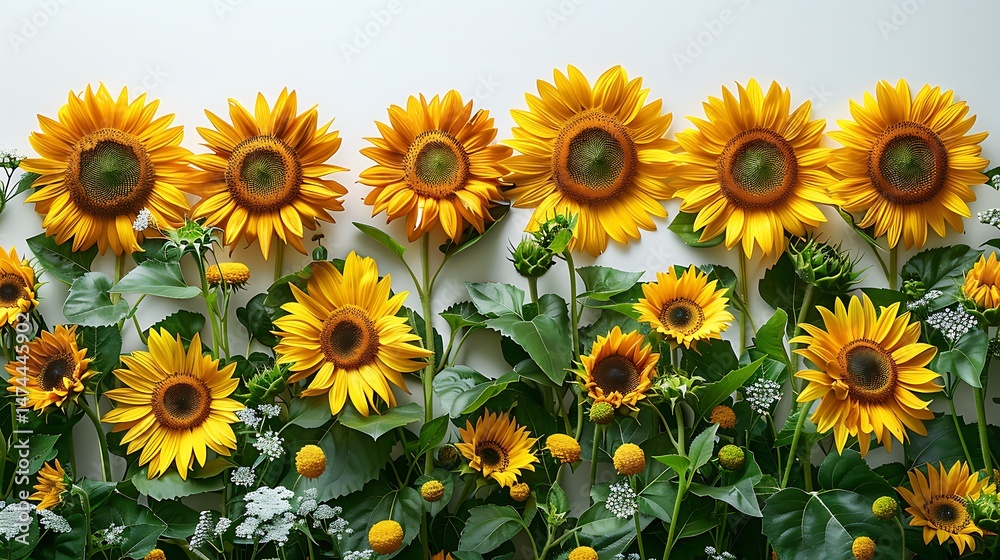 Fototapeta premium Full bloom sunflower composition shot high resolution picture