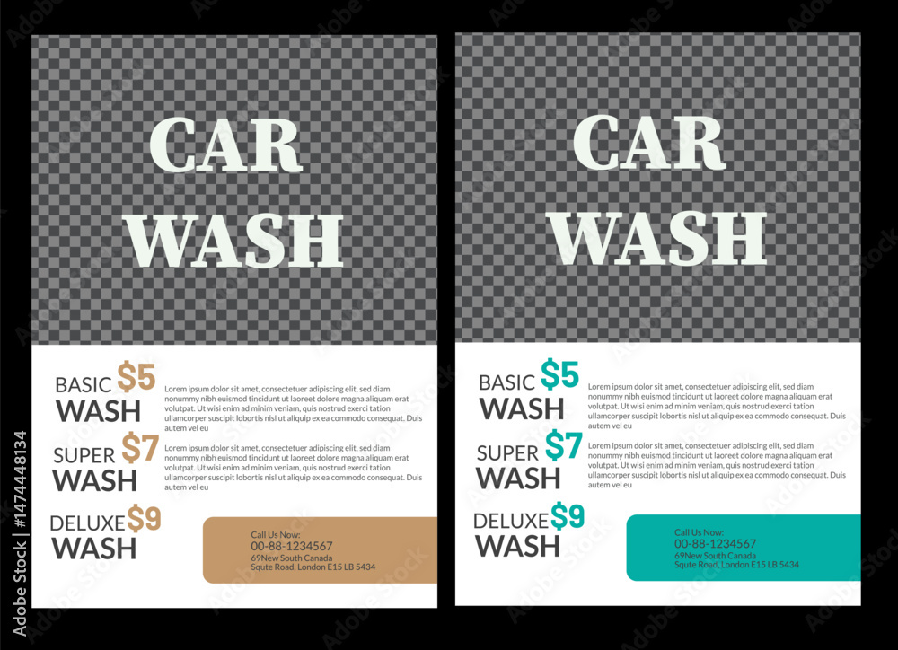 Obraz premium Car wash Flyer size is A4 People cleaning car with sponge at car wash Creative car wash car detailing and rental flyer car, service, repair, garage, foam, clean, shine, bubbles, automobile, drive, en