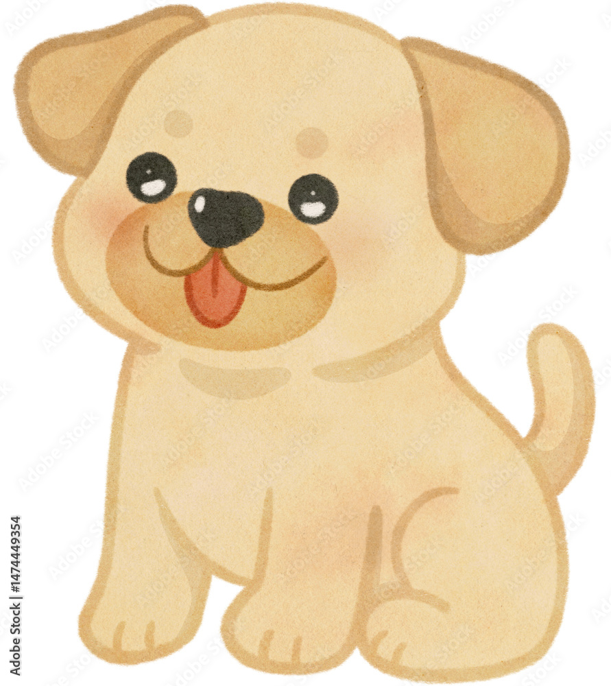 Fototapeta premium Cute Dog paper texture hand drawn illustration with transparent background