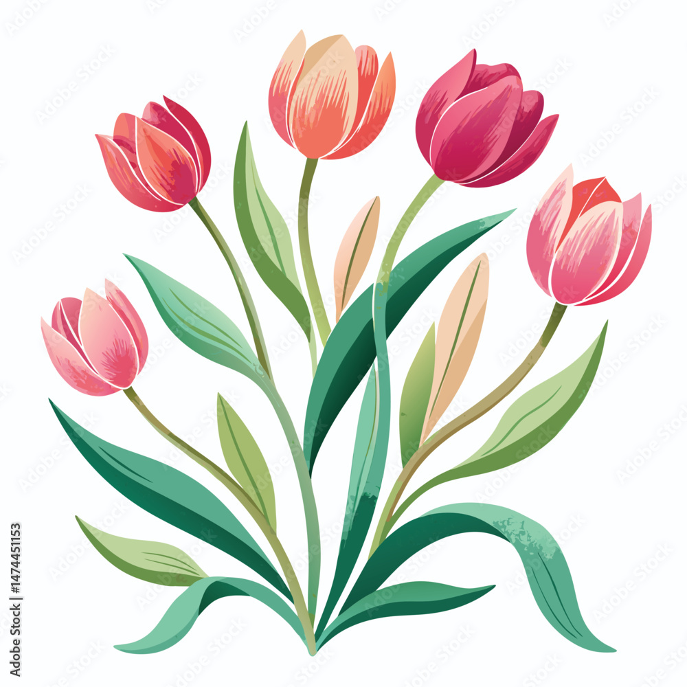 Fototapeta premium vector illustration of tulips