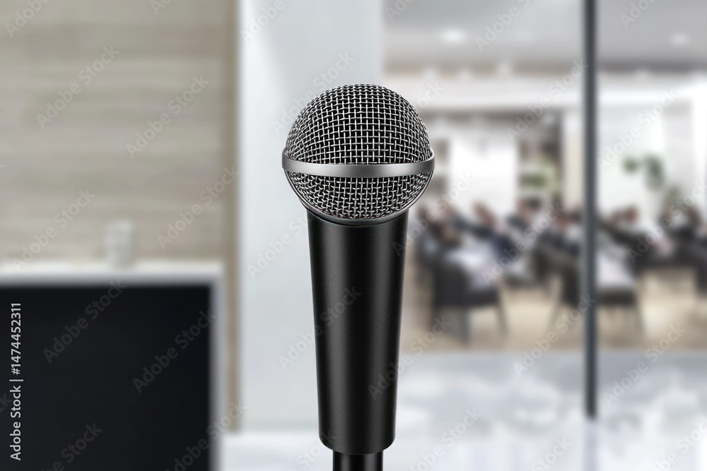 Fototapeta premium Meeting microphone in modern office