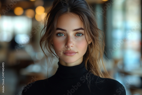 Portrait of woman in restaurant