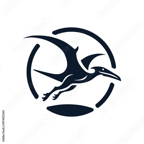Pterodactyl Silhouette in Circle