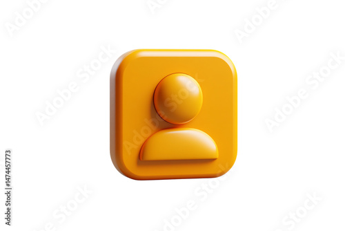 A glossy orange square icon featuring a simple user symbol with circular head and half-torso, isolated on a transparent background