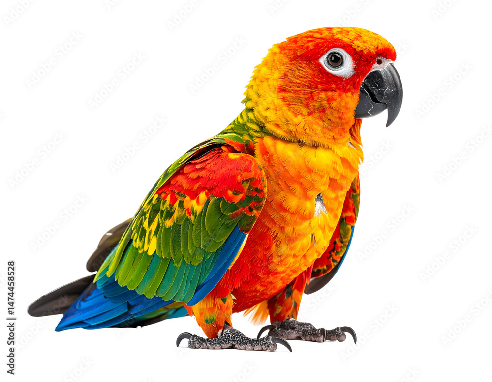 Obraz premium Sun Conure Parrot: Vibrant Colors, Transparent Background