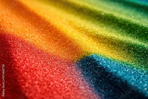 Colorful, textured sand, rainbow hues, flowing lines.  Close-up view of vibrant, granular material, gradient effect