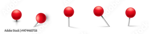 Pin realistic vector collection.
Sharp metal needle with plastic head set