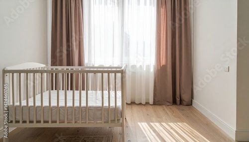 Classic white crib in a cozy nursery, perfect haven for peaceful baby sleep cozy