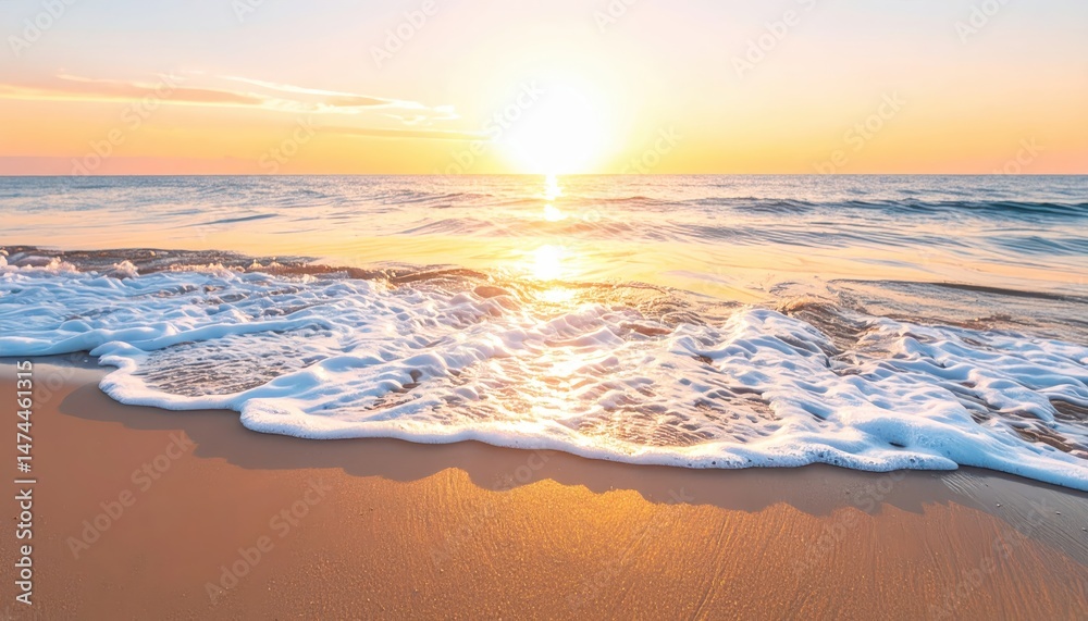 Fototapeta premium Breathtaking sunset over a tranquil ocean, colorful seascape sunset