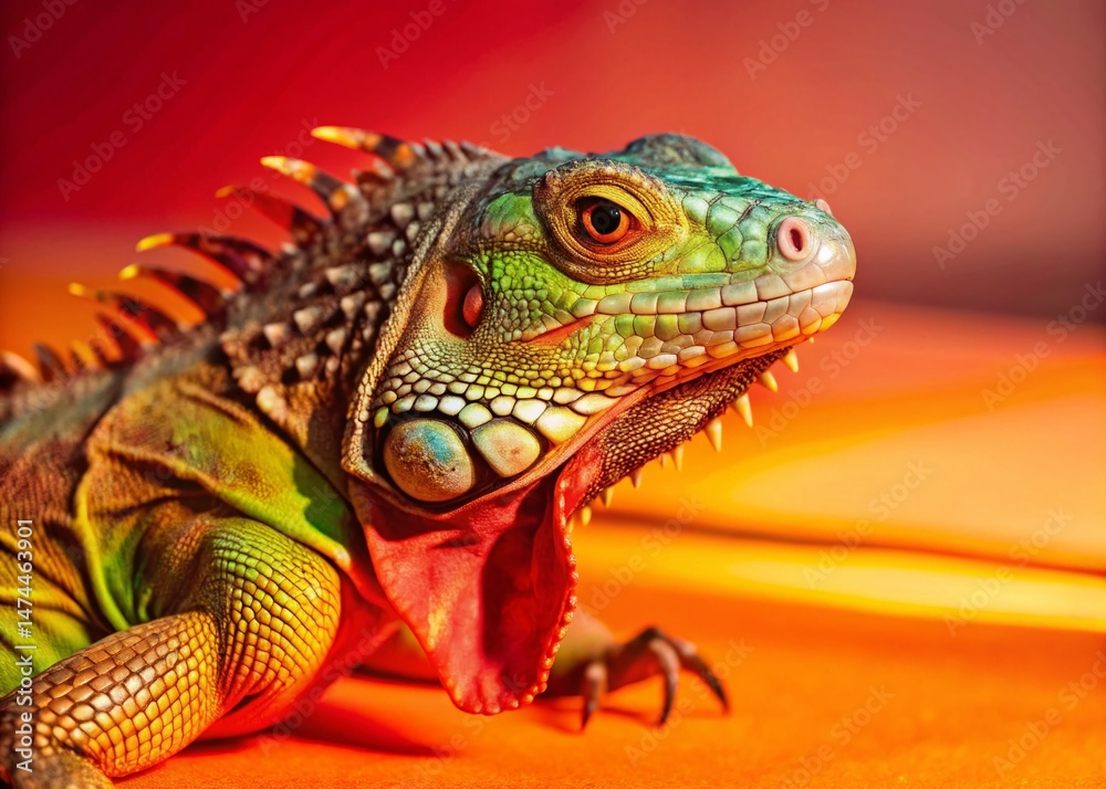 Fototapeta premium Aruba Green Iguana Portrait - Low Light Wildlife Photography