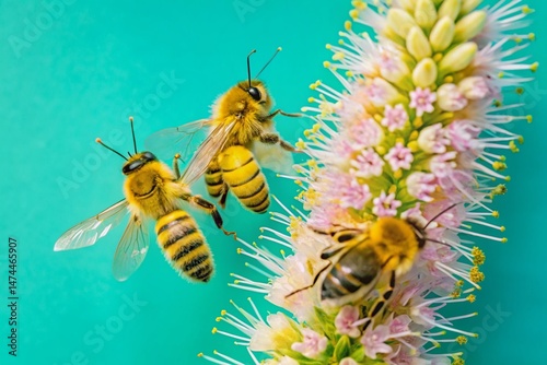 Bees Pollinating Pride of Madeira Flowers: Vibrant Purple & Pink Blooms