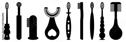 kids toothbrush icon set vector illustration