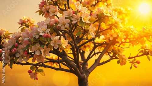 Blooming Spring Summer Tree, Lush Foliage, Rule of Thirds Composition