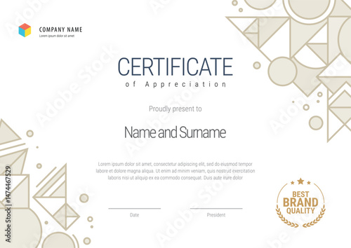 Certificate template. Diploma of modern design or gift certificate. Vector illustration.
