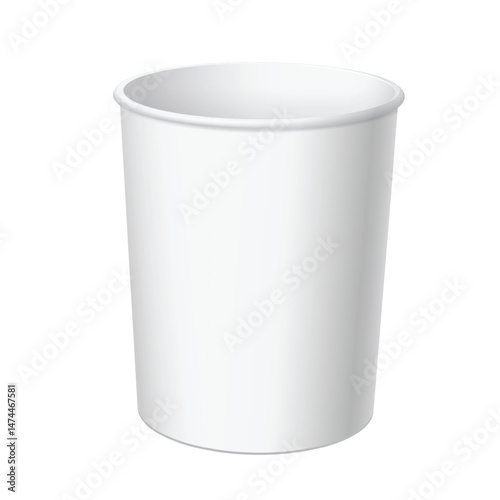 Realistic White Disposable Paper bucket for fast food. Pack for chicken, fries, popcorn..Mock up for brand template. vector illustration.
