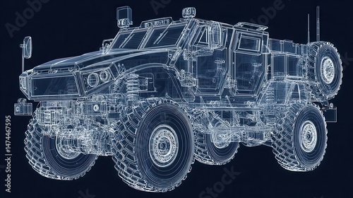 Detailed technical illustration of an armored military vehicle design