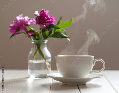 Wallpaper Mural Steaming cup of coffee, a warm and aromatic morning beverage hot Torontodigital.ca