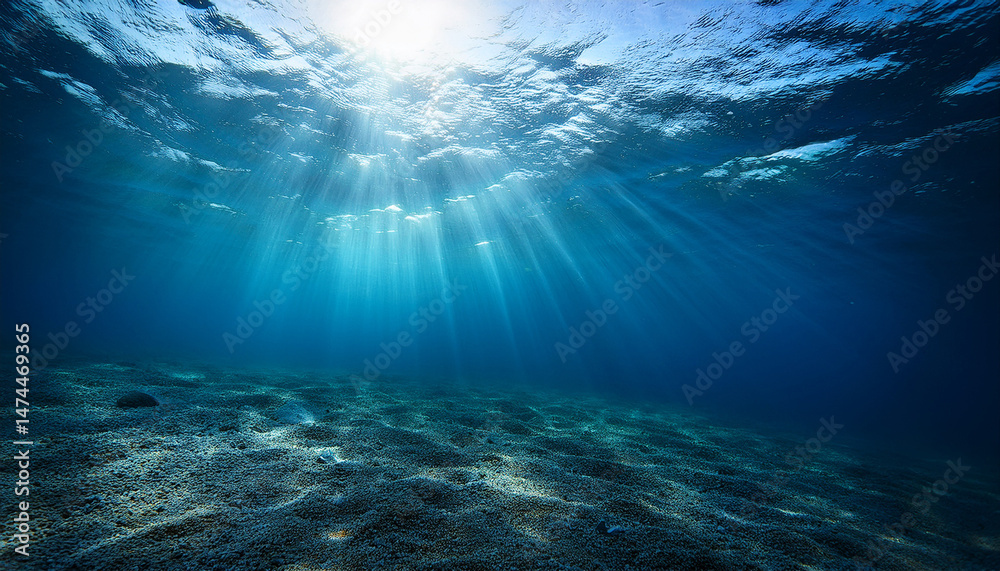 Fototapeta premium deep ocean s sun dappled surface mesmerizing underwater perspective marine ocean