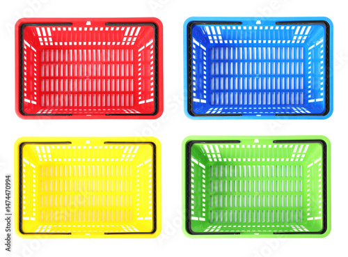 Wallpaper Mural Shopping baskets in different colors isolated on white, set. Top view Torontodigital.ca