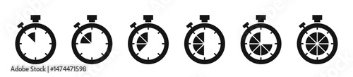 Timer vector icon set. Time measurement tools collection.