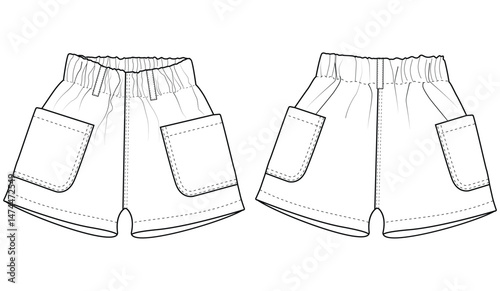 baby Girls denim shorts flat pant vector illustration