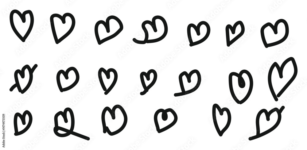 set of love vector element, wavy line art design, curved element collection set of love vector element, wavy line art design, curved element collection