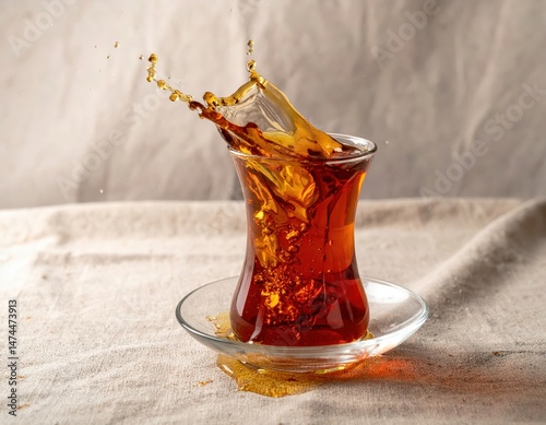 Invigorating citrus splash, a glass of tea with burst of orange refreshing