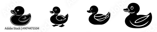 Flat icon of a rubber duck or ducky for use in apps and websites as a bath toy symbol