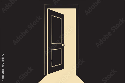 Open Door Silhouette Vector Illustration