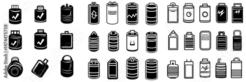 Modern thin line icons for electric battery and phone charging