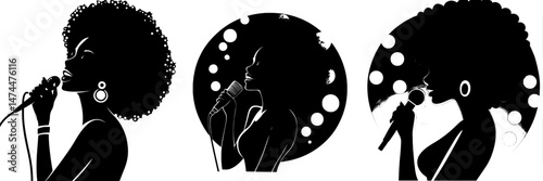 A female singer's silhouette is set against an abstract background