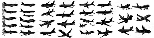 Modern aviation is represented by iconic flight symbols, including black silhouettes of airplanes