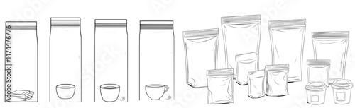 A realistic doy pack mockup featuring a blank food bag for dog meals, coffee, or snack packaging, set against a white backdrop