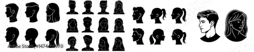 Modern avatars featuring male and female head outlines are available as profile icons, along with a set of people portraits