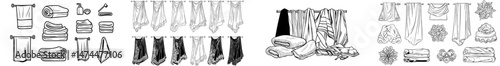 A collection of bath towels, including soft cotton options for the beach and spa, is available in both stacked and rolled forms, and also encompasses hygiene and kitchen textiles for drying hands