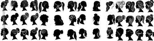 The collection features a variety of modern hairstyles on women's heads, and it's beautiful