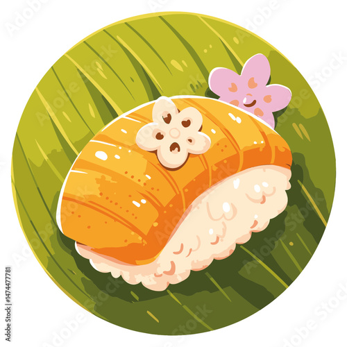 Illustration of Mango Sticky Rice Dessert