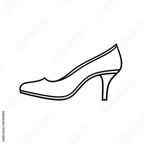 Outlined icon of a high heel women's shoe representing fashion, elegance, and formal footwear