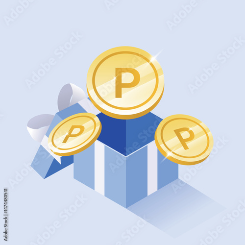 Points Gift box Bonus Shopping points  illustration